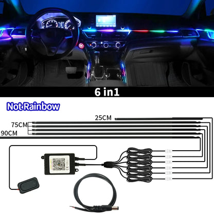 Car Ambient Lights Kit 18 in 1 RGB LED Interior Symphony Lights with App Control Acrylic Strip