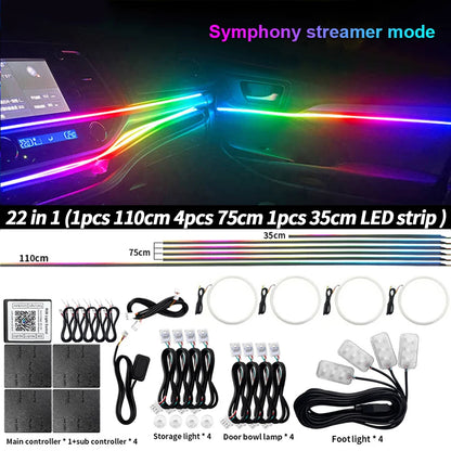Car Interior Symphony Ambient Light Kit – 6 to 22-in-1, 213 Colors, Bluetooth App Control