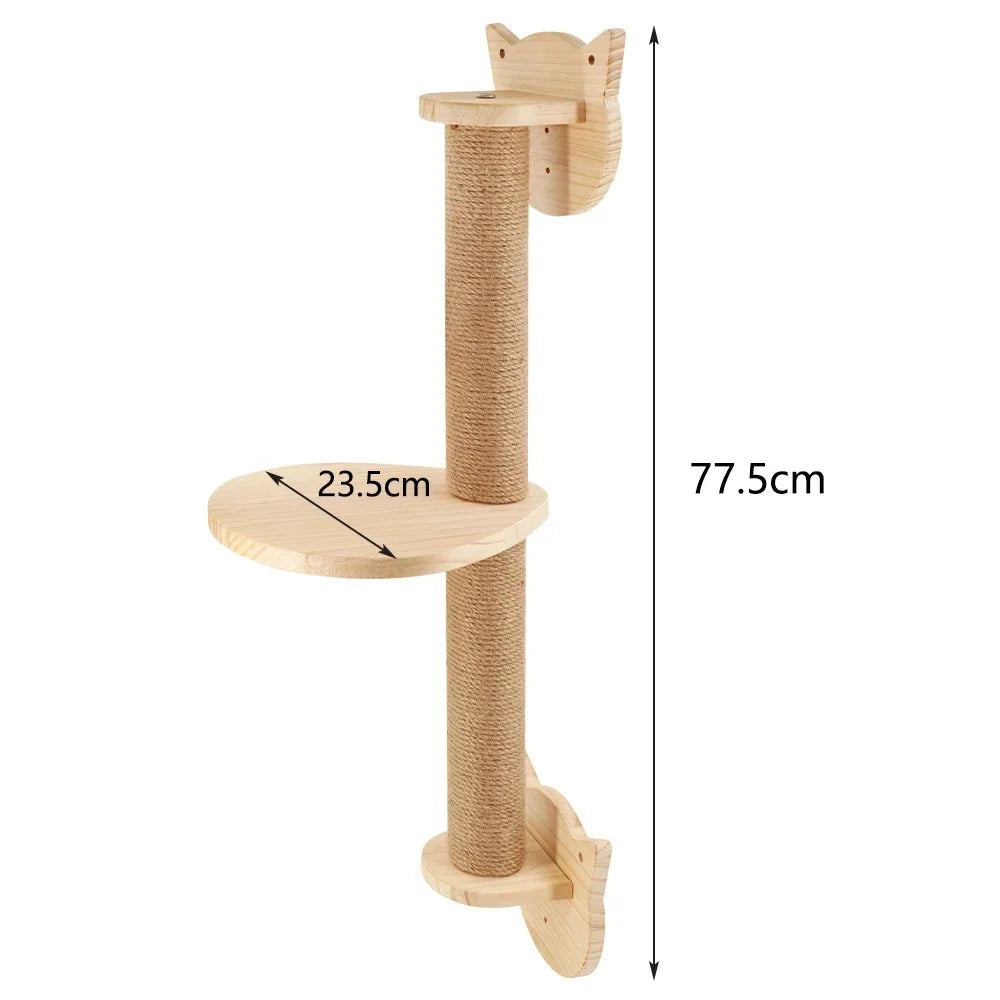Wall-Mounted Cat Climbing Shelf System – Solid Wood Modular Cat Wall Furniture
