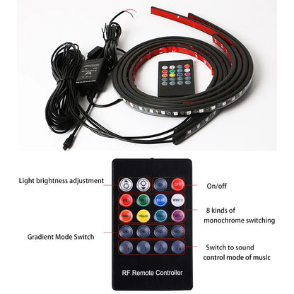 RGB LED Car Underbody Light Kit with App & Remote Control 12V