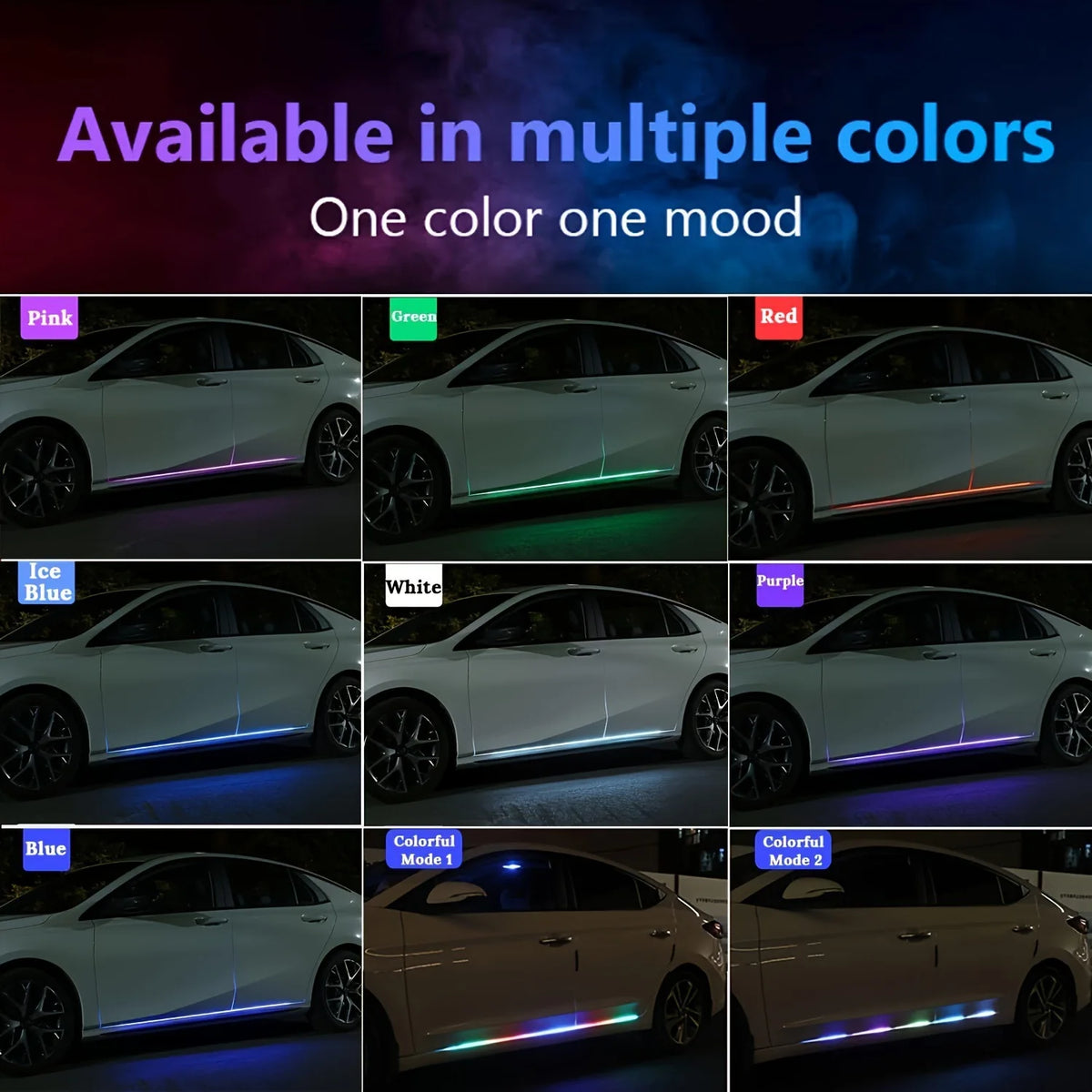 IP68 RGB Car Door Sill Ambient Light Strip – Music Sync, Dream Color, 120/150/180cm
