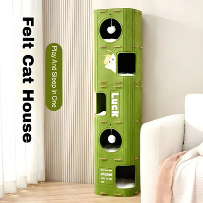 3-Tier Cat Tree with Integrated Sleeping Nest – Scratch-Resistant Cat Condo