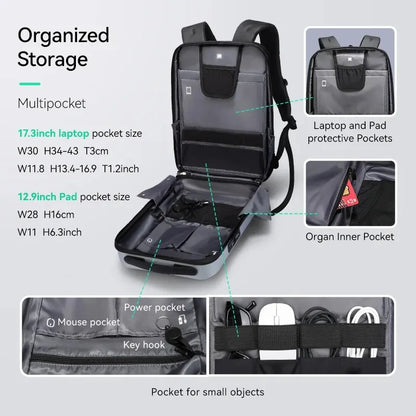 Hard Shell Laptop Backpack with Combination Lock for Business & Travel