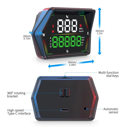 GPS Head Up Display Digital Speedometer for Car and Truck with Speed Alerts Automatic Brightness and USB Power