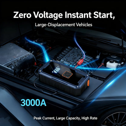 3000A 12V Car Jump Starter with Air Compressor 150 PSI Portable Battery Booster & Power Bank