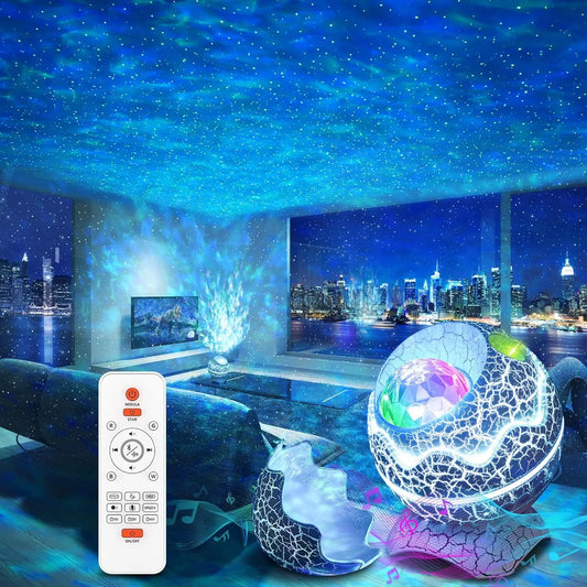 Dinosaur Egg Galaxy Star Projector Night Light with Music Player and White Noise Nebula Lamp