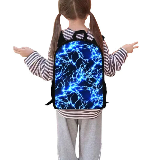 Thunder & Lightning 3D Cartoon School Backpack 3-Piece Set – Backpack, Lunch Bag & Pencil Case for Boys & Girls