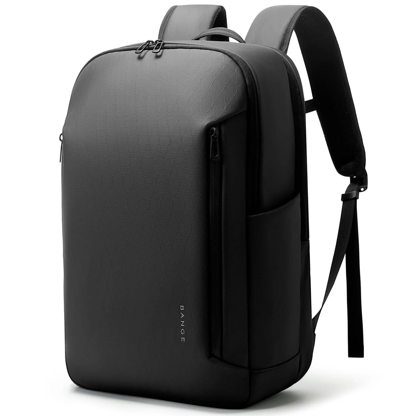 Black backpack on a white background