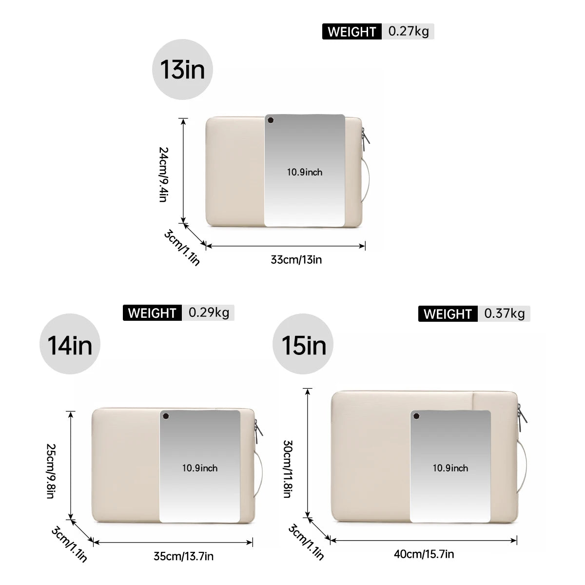 Nylon Laptop Sleeve Bag – Zipper, Slim Briefcase Style, Fits 13–15" MacBook, Lenovo, Huawei