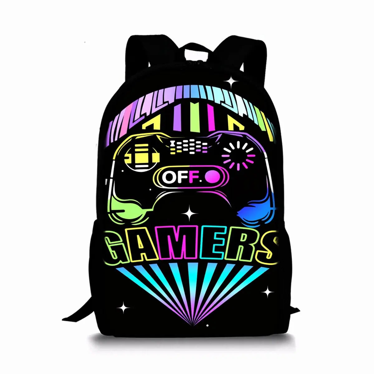 Gamepad Cyberpunk 2D Cartoon School Backpack – Lightweight Polyester Bag for Boys & Girls