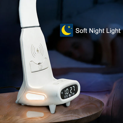 Multifunctional LED Desk Lamp with 15W Wireless Charging Digital Display Dimmable Touch Sensor Reading Light
