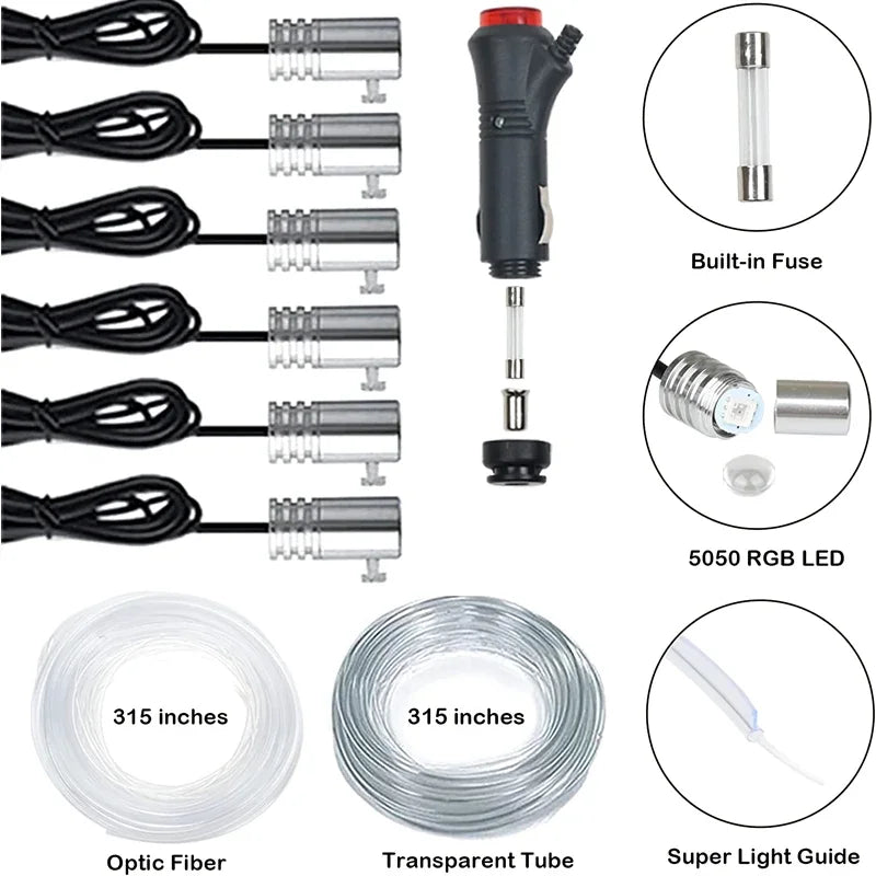 RGB Car Interior EL Wire Light Strip with App Control 12V Neon Ambient Lighting