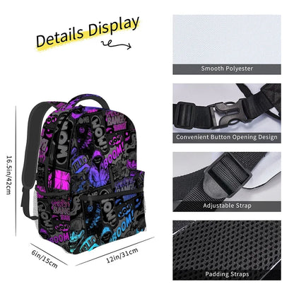 Kids 3D Cartoon School Backpack – Explosion English Letter Design for Boys & Girls, Lightweight