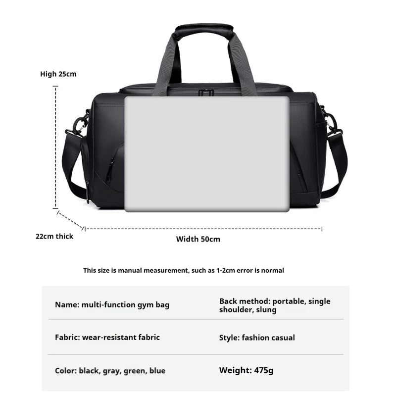 Sports Gym Duffel Bag with Shoes Compartment – Large Capacity PU Travel Bag for Gym & Vacation