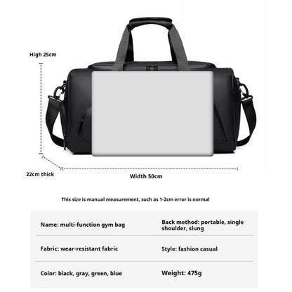 Sports Gym Duffel Bag with Shoes Compartment – Large Capacity PU Travel Bag for Gym & Vacation