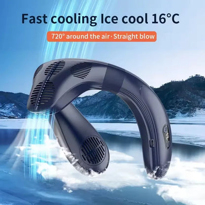 Neck Air Conditioner Fan 5200mAh – Semiconductor Cooling Wearable Bladeless Fan