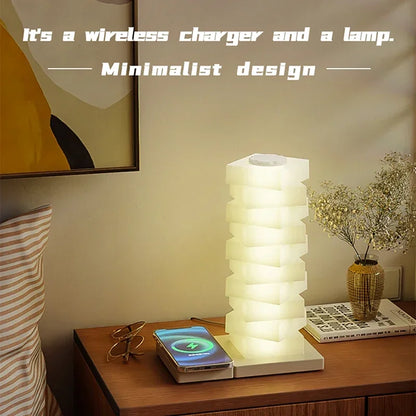 RGB Atmosphere LED Desk Lamp with Wireless Charger Touch Control Night Light for Bedside and Home