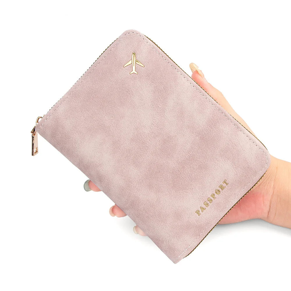 RFID Blocking Passport Wallet – Zipper, PU Leather, Multi-Slot Travel Organizer
