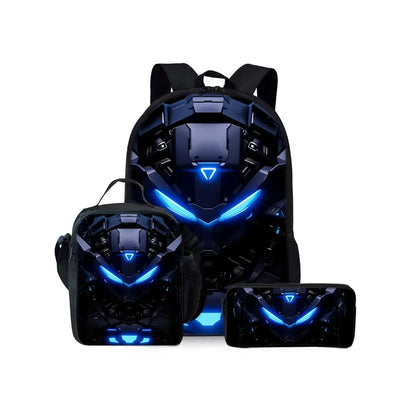 Kids Robot Print 3-Piece School Bag Set – Backpack, Lunch Bag & Pencil Case