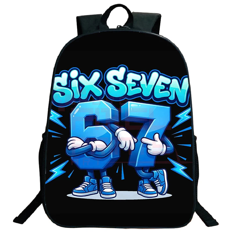 Brainrot 67 Kids School Backpack – Funny Number Print, Lightweight Daypack for Boys & Girls