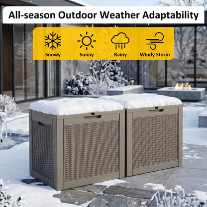 30 Gallon Outdoor Resin Deck Box – Rattan Textured Weatherproof Lockable Storage Chest