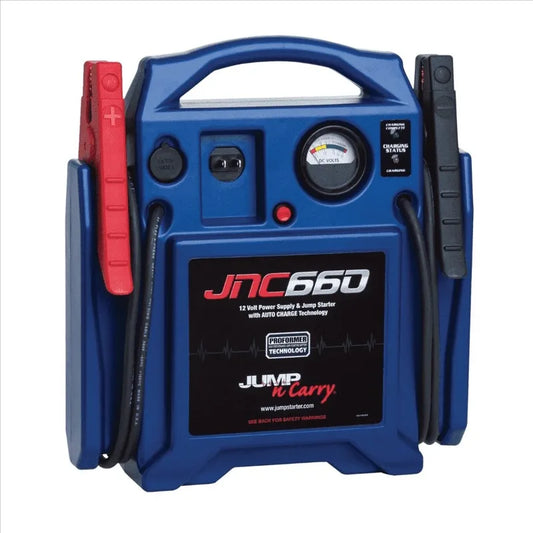 1700 Peak Amp 12V Portable Jump Starter with Built-In Charger and Heavy Duty Cables