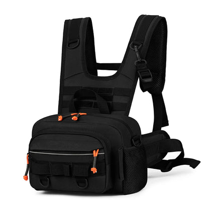 Tactical Fishing Chest Bag with Rod Holder and MOLLE System