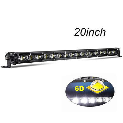 Single-Row Spot Beam LED Light Bar – 6500K, IP68, 12–24V, 7" / 13" / 20", Offroad Truck SUV ATV
