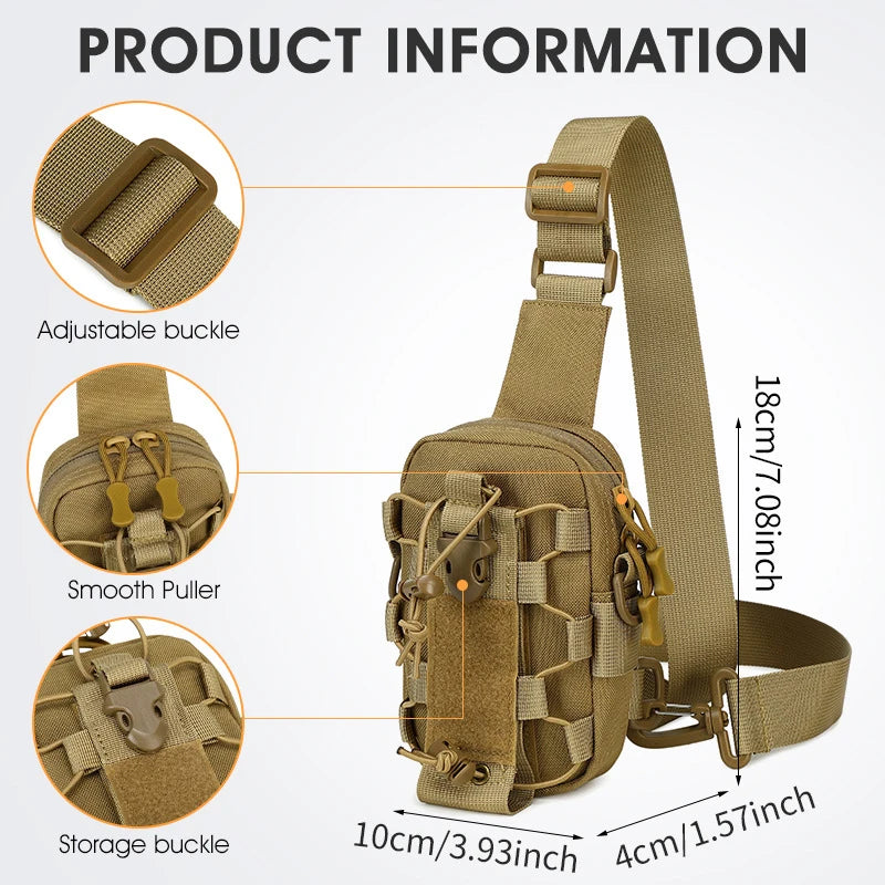 Tactical Sling Chest Bag with MOLLE Webbing – Crossbody & Outdoor