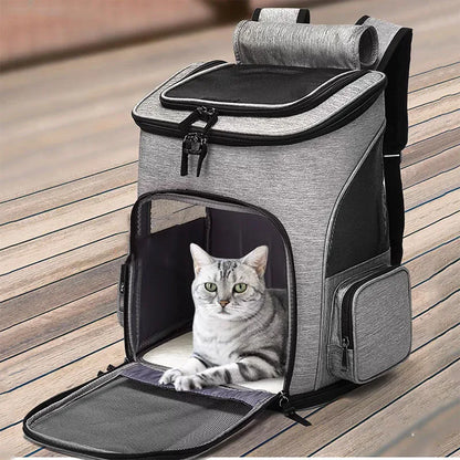 Foldable Expandable Pet Carrier Backpack – Breathable Travel Bag for Cats and Dogs