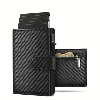 Men's RFID Slim Wallet with Coin Case – Microfiber, Card Slots, Zipper Coin Pocket, 4 Colors