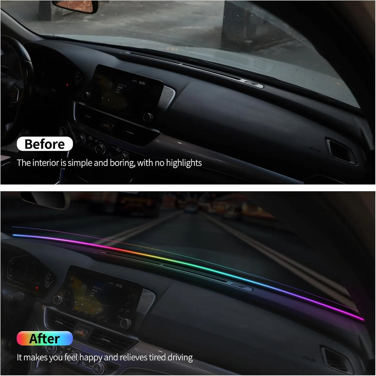 RGB LED Windshield Atmosphere Light Strip – 150cm, App & Remote Control, USB