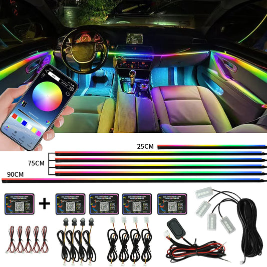 Car Ambient Lights Kit 18 in 1 RGB LED Interior Symphony Lights with App Control Acrylic Strip