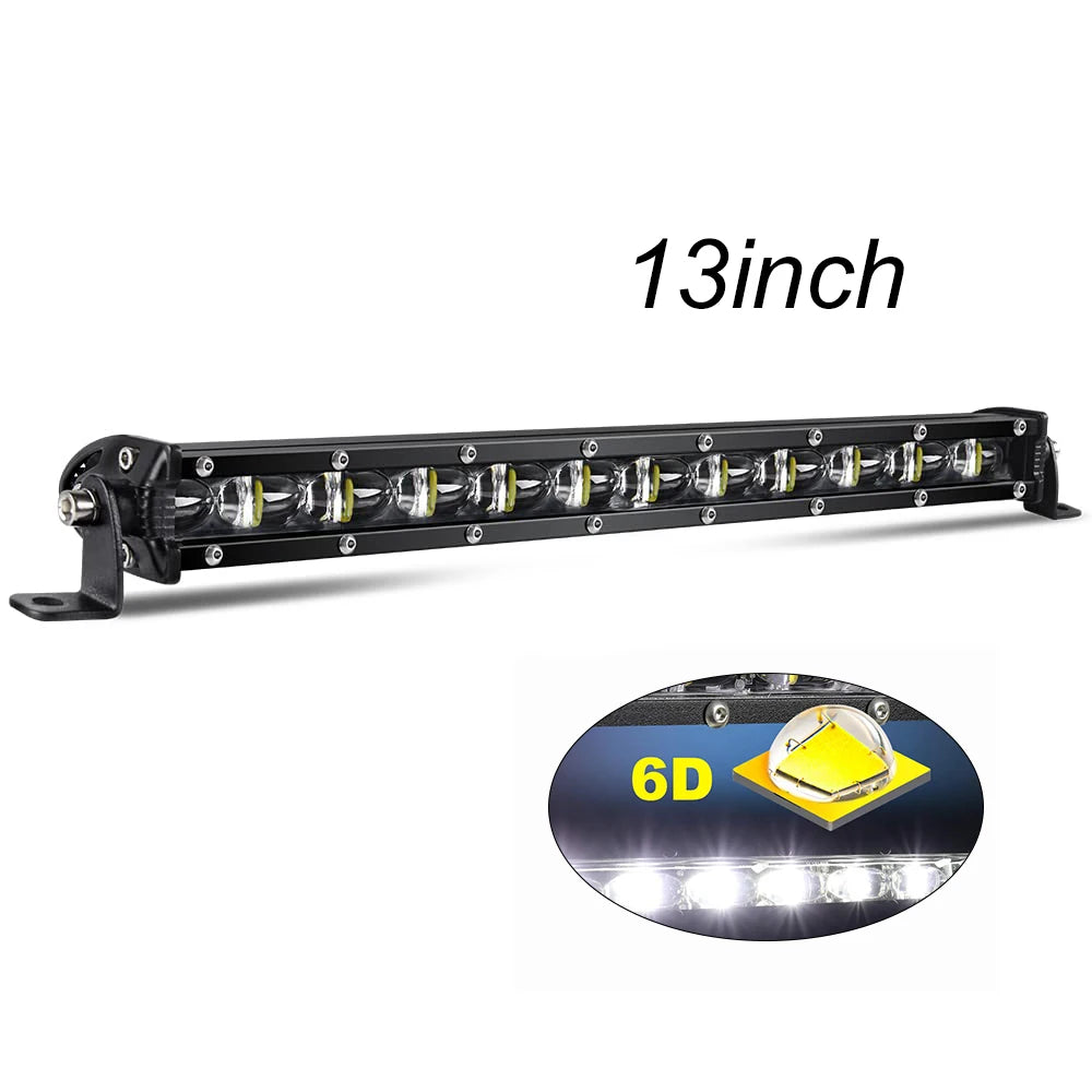 Single-Row Spot Beam LED Light Bar – 6500K, IP68, 12–24V, 7" / 13" / 20", Offroad Truck SUV ATV