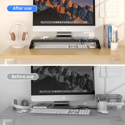 Aluminum Monitor Stand Riser – With or Without USB 3.0 Hub, for 13–24" Monitors & Laptops