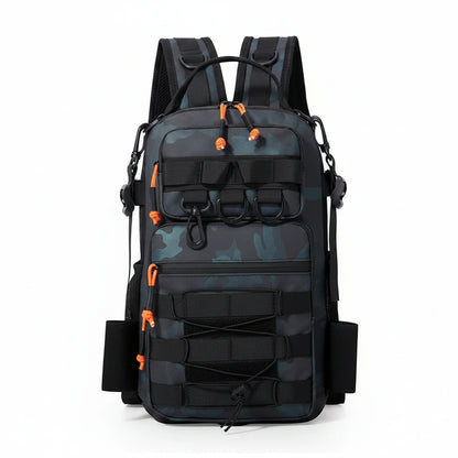 Outdoor Tactical Backpack – Oxford Embroidery, Rod Holder, Waterproof for Hiking, Fishing & Trekking