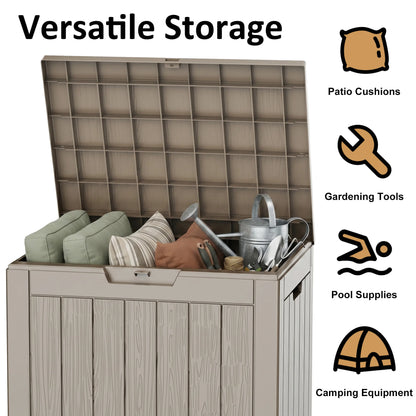 30 Gallon Resin Outdoor Deck Box – Waterproof, UV Protection & Lockable Storage Chest