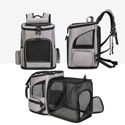 Foldable Expandable Pet Carrier Backpack – Breathable Travel Bag for Cats and Dogs