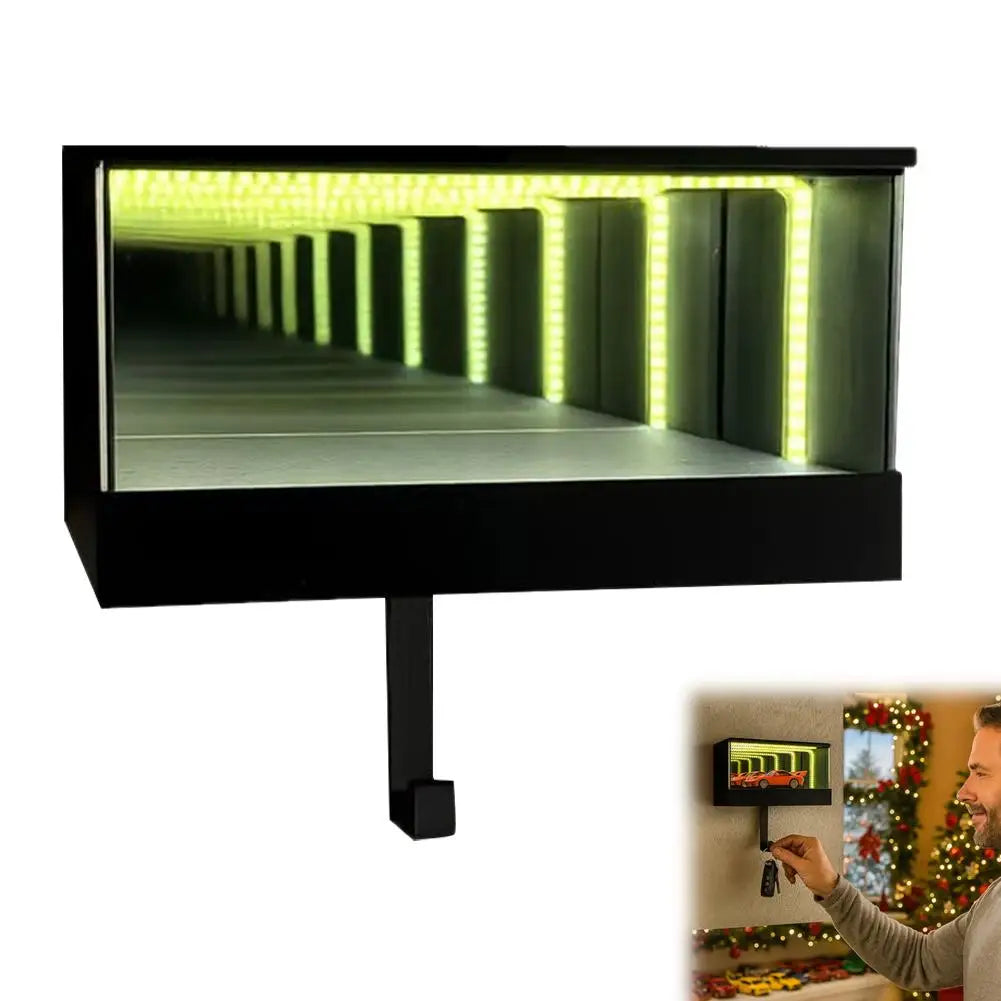 LED Infinite Mirror Key Holder – Glowing Tunnel Effect, 30-Second Auto-Off, ABS, Home Office Entryway