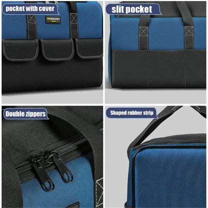 Square Electrician Tool Bag – Waterproof Polyester, Multi-Pocket, Large Capacity, 14" / 17" / 20"