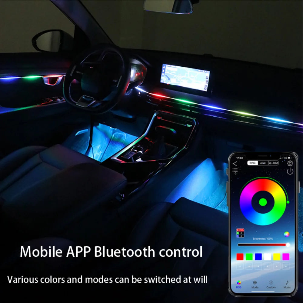 18IN1 RGB Car Interior Ambient Light Kit – Dream Color & Normal, App Control, Full Cabin