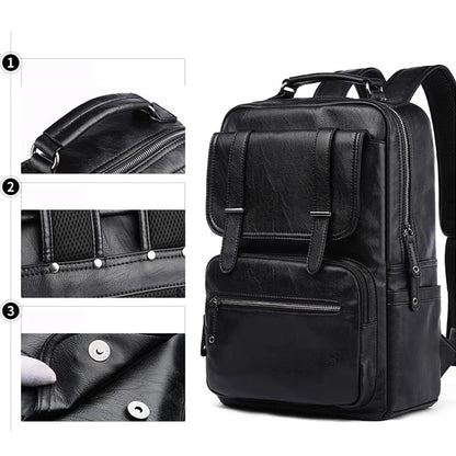 Men's PU Leather Laptop Backpack – Vintage Business Daypack