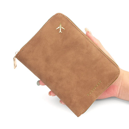 RFID Blocking Passport Wallet – Zipper, PU Leather, Multi-Slot Travel Organizer