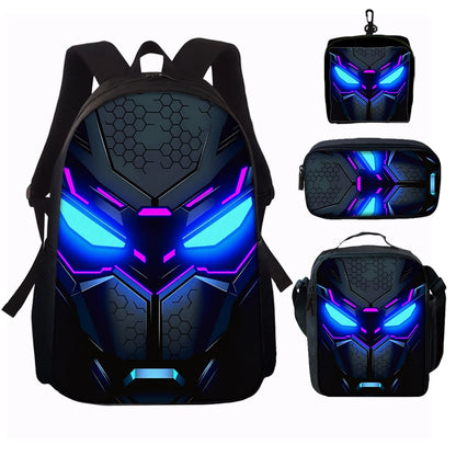 Cyberpunk Robot Pattern Backpack – Ultra Lightweight Polyester School & Travel Bag, Unisex