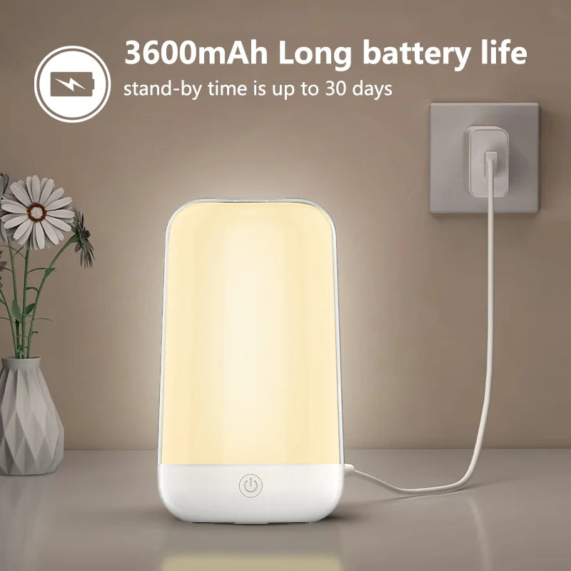 Smart Touch Bedside Table Lamp Dimmable RGB Bluetooth LED Night Light Rechargeable Desk Lamp