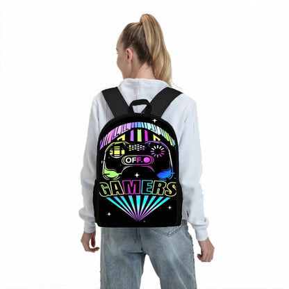 Gamepad Cyberpunk 2D Cartoon School Backpack – Lightweight Polyester Bag for Boys & Girls