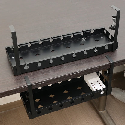 Under Desk Cable Management Tray – No-Drill, Iron, Retractable or Fixed, Home Office PC Router Wire Organizer