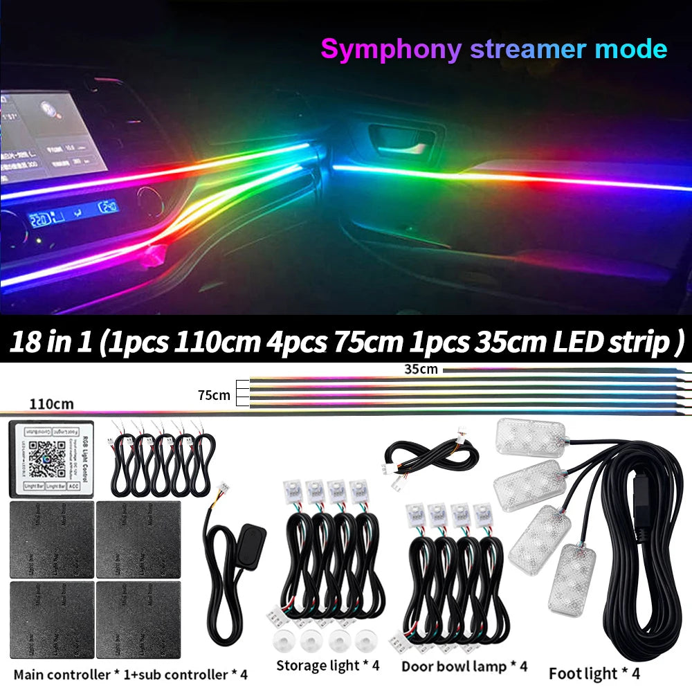 Car Interior Symphony Ambient Light Kit – 6 to 22-in-1, 213 Colors, Bluetooth App Control