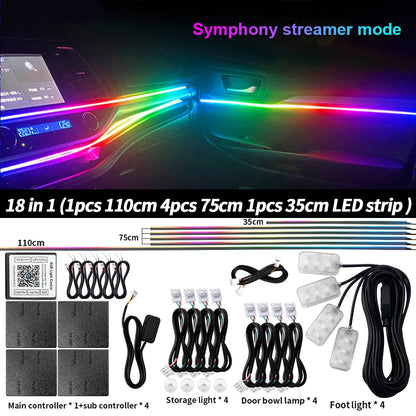 Car Interior Symphony Ambient Light Kit – 6 to 22-in-1, 213 Colors, Bluetooth App Control