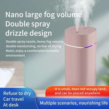 Dual Nozzle USB Humidifier with 7-Color LED Ambient Light 600ml
